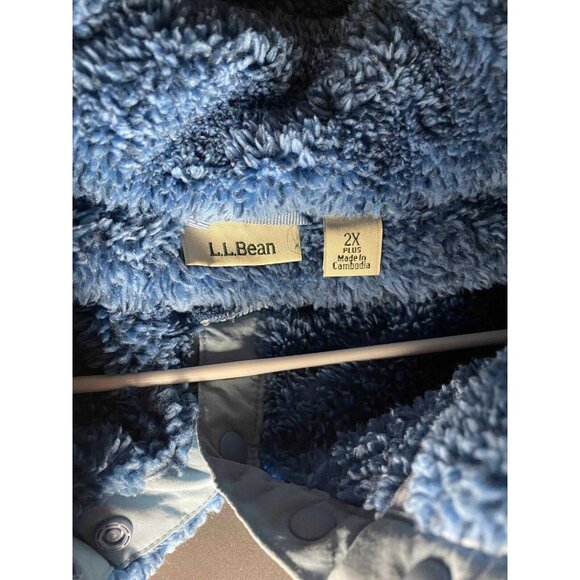 LL Bean Hi-Pile Fleece Pullover Snap Women Plus 2X Sweater Blue Coat 508658 - Picture 3 of 6